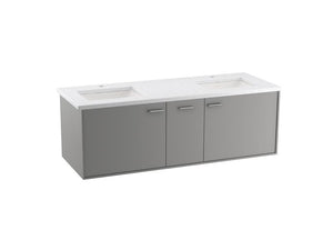 KOHLER K-CM99548-BD1 Jute 60" wall-hung bathroom vanity cabinet with sinks and quartz top