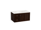KOHLER K-99520-L-1WB Damask 36" wall-hung bathroom vanity cabinet with 1 door and 2 drawers on left