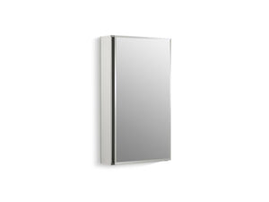KOHLER K-CB-CLC1526FS 15" W x 26" H aluminum single-door medicine cabinet with mirrored door, beveled edges