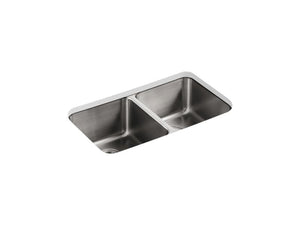KOHLER K-3171 Undertone 31-1/2" x 18" x 9-3/4" undermount double-equal bowl kitchen sink