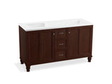 KOHLER K-99524-LG-1WG Damask 60" bathroom vanity cabinet with furniture legs, 2 doors and 3 drawers