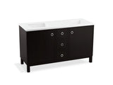 KOHLER K-99511-LG-1WU Jacquard 60" bathroom vanity cabinet with furniture legs, 2 doors and 3 drawers