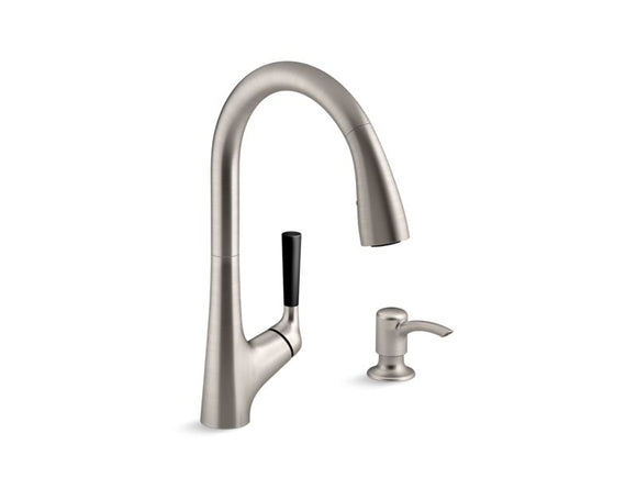 KOHLER K-R562-SD Malleco Pull-down kitchen sink faucet with soap/lotion dispenser