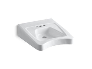 KOHLER K-12636 Morningside 20" x 27" mount/concealed arm carrier wheelchair bathroom sink with 4" centerset faucet holes