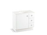 KOHLER K-99507-TKR-1WA Jacquard 36" bathroom vanity cabinet with toe kick, 1 door and 3 drawers on right