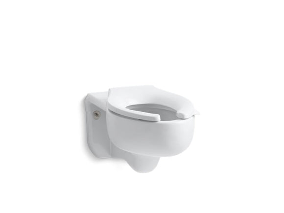 KOHLER K-4450-C Stratton Water-Guard Wall-mount 3.5 gpf flushometer valve elongated blow-out toilet bowl with top inlet, requires seat