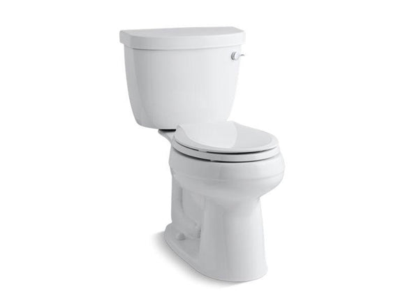 KOHLER 3851-UR-0 Cimarron Comfort Height Two-Piece Round-Front 1.28 Gpf Chair Height Toilet With Right-Hand Trip Lever, Insulated Tank And 10