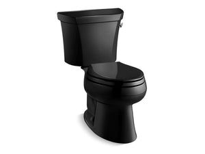 KOHLER 3531-RA-7 Wellworth Classic Classic Two-Piece Elongated 1.0 Gpf Toilet With Pressure Lite(R) Flush Technology And Right-Hand Trip Lever, Less Seat in Black