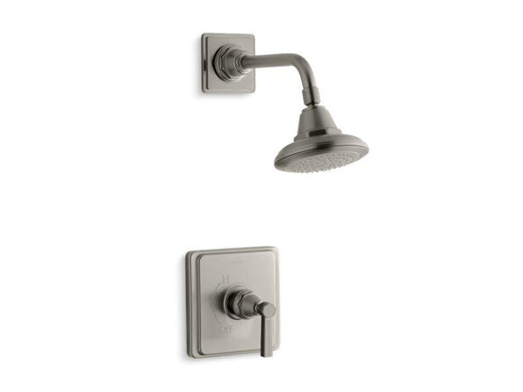 KOHLER TS13134-4B-BN Pinstripe Rite-Temp(R) Shower Valve Trim With Lever Handle And 2.5 Gpm Showerhead in Vibrant Brushed Nickel