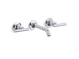 KOHLER K-T14413-4 Purist Widespread wall-mount bathroom sink faucet trim with lever handles, 1.2 gpm