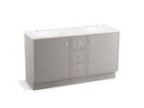 KOHLER K-99511-TKSD-1WT Jacquard 60" bathroom vanity cabinet with toe kick, 2 doors and 3 drawers, split top drawer
