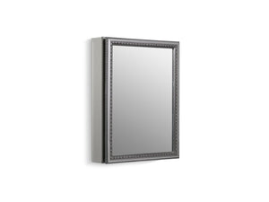 KOHLER K-CB-CLW2026SS 20" W x 26" H aluminum single-door medicine cabinet with decorative silver framed mirrored door