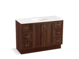 KOHLER K-99522-TKSD-1WE Damask 48" bathroom vanity cabinet with toe kick, 2 doors and 6 drawers, split top drawers