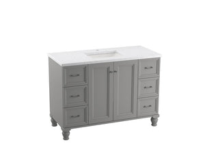 KOHLER K-CM99522-BD1 Damask 48" bathroom vanity cabinet with sink and quartz top