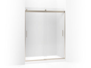 KOHLER K-706009-D3 Levity Sliding shower door, 74" H x 56-5/8 - 59-5/8" W, with 1/4" thick Frosted glass and blade handles