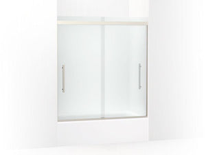 KOHLER 706535-8D3-BNK Prim Frameless Sliding Bath Door in Crystal Clear glass with Anodized Brushed Nickel frame