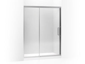 KOHLER 705824-L-SH Lattis Pivot Shower Door, 76" H X 57 - 60" W, With 3/8" Thick Crystal Clear Glass in Bright Silver