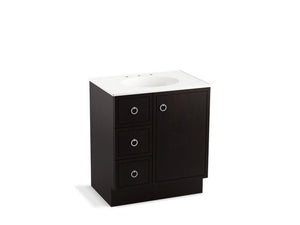 KOHLER K-99504-TKL-1WA Jacquard 30" bathroom vanity cabinet with toe kick, 1 door and 3 drawers on left