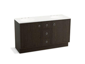 KOHLER K-99511-TK-1WA Jacquard 60" bathroom vanity cabinet with toe kick, 2 doors and 3 drawers