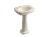 KOHLER 2338-4-47 Bancroft 24" Pedestal Bathroom Sink With 4" Centerset Faucet Holes in Almond