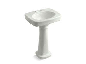 KOHLER 2338-4-0 Bancroft 24" Pedestal Bathroom Sink With 4" Centerset Faucet Holes in White
