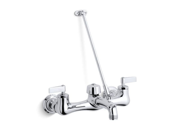 KOHLER 8907-CP Kinlock Double Lever Handle Service Sink Faucet With Top-Mounted Wall Brace in Polished Chrome