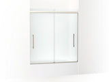 KOHLER K-707602-8D3 Pleat Frameless sliding bath door, 63-9/16" H x 54-5/8 - 59-5/8" W, with 5/16" thick Frosted glass