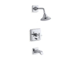 KOHLER K-T13133-3B Pinstripe Rite-Temp pressure-balancing bath and shower faucet trim with cross handle, valve not included