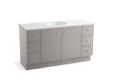 KOHLER K-99510-TKSD-1WT Jacquard 60" bathroom vanity cabinet with toe kick, 2 doors and 6 drawers, split top drawers