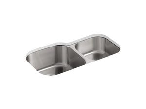 KOHLER K-3356 Undertone 35-1/8" x 20-1/8" x 9-3/4" undermount double-bowl extra large/medium kitchen sink