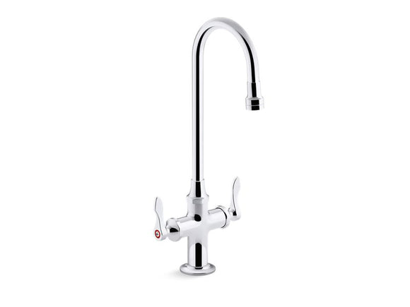 KOHLER K-100T70-4AKL Triton Bowe 1.0 gpm monoblock gooseneck bathroom sink faucet with laminar flow and lever handles, drain not included