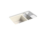 KOHLER K-8669-5UA3-47 Riverby 33" x 22" x 9-5/8" Undermount large/medium double-bowl kitchen sink with accessories and 5 oversized faucet holes
