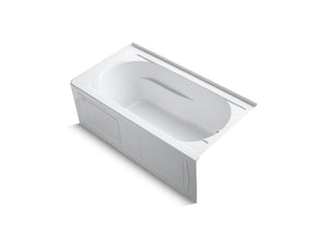 KOHLER K-1357-GRAW-0 Devonshire 60" x 32" alcove BubbleMassage(TM) Air Bath with Bask heated surface integral apron, integral flange, right-hand drain